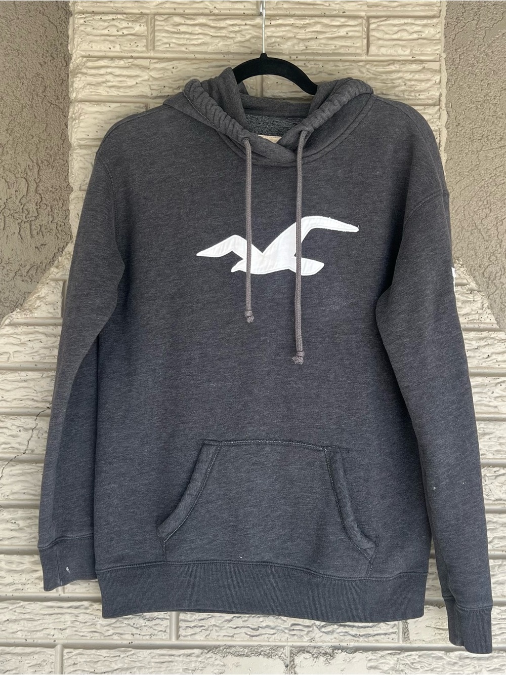 Hollister Hoodie Gray Sweater Logo, Fall Winter School - Medium